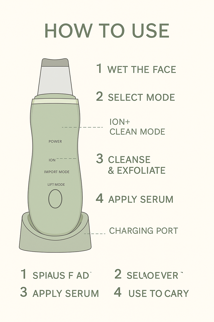 Skintera Ultrasonic Skin Scrubber with Ion Cleansing and Charging Base - Skintera